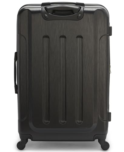 Calvin Klein Women's Hard Side Upright Luggage Spinner Light Weight Suitcase, Black, Large