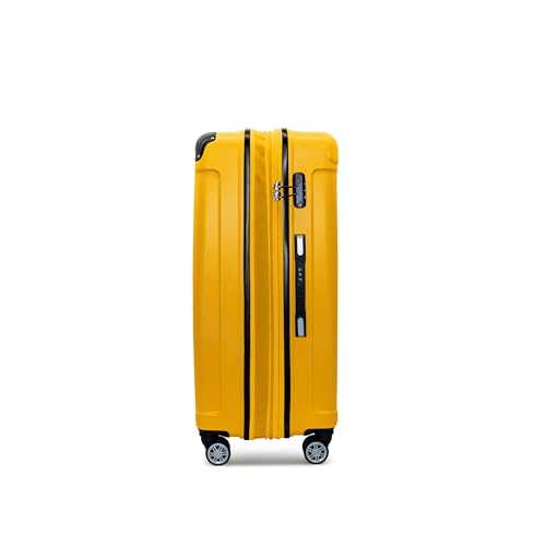 Gabbiano Bravo Expandable Hardside Suitcases with Spinner Wheels, Rolling Travel Bag Bundle, Lightweight ABS Hardshell, 3-Piece Hardside Luggage Set (Yellow, Medium 29")