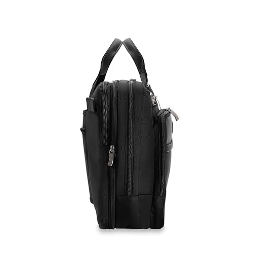 Briggs & Riley Medium Expandable Briefcase - Laptop Bag for Work & Travel, Briefcases for Men & Women, Includes Shoulder Strap, Self-Repairing Zipper, Fits up to 15" Computer - @work Collection, Black