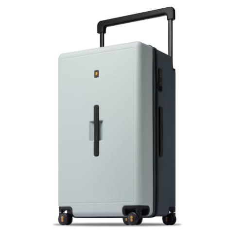 LEVEL8 Voyageur Wide Handle Luggage Airline Approved, 28 Inch Luggage with Spinner Wheels, Hardshell Large Checked Suitcases for Women Men with Tsa Lock, Celadon
