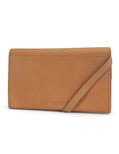 Timberland Women's Rfid Leather Crossbody Wallet Phone Bag With Detachable Crossbody Strap, Wheat (Nubuck), One Size