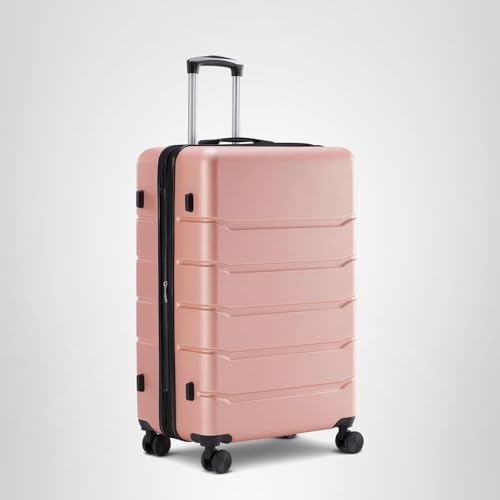 Sweetcrispy Carry on Luggage, Hard Shell ABS Suitcase with Double Spinner Wheels, Lightweight Expandable Rolling Suit Case with TSA Lock, 20 Inch Pale Pink