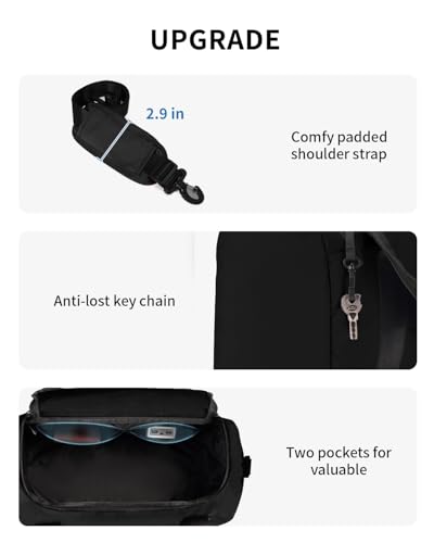 ECOHUB 16'' Personal Item Bag Mini Duffel with Shoulder Strap Small Travel Bags Underseat Carry on for United Airlines Gym for Women and Men (Black)