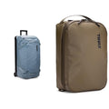 Thule Chasm Wheeled Duffel Suitcase in Pond Gray with 15L Gear Cube Storage Organizer Bundle