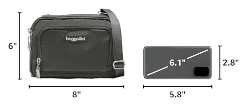 Baggallini Trifecta RFID Wallet Crossbody - 8"x6" Crossbody Bag for Women Convertible Fanny Pack Belt Bag