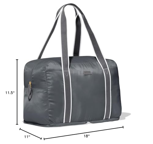 Foldable Duffle Bag for Travel | Lightweight, Water-Resistant Carry On Bag | Sustainable and Durable Nylon, Flatiron Grey