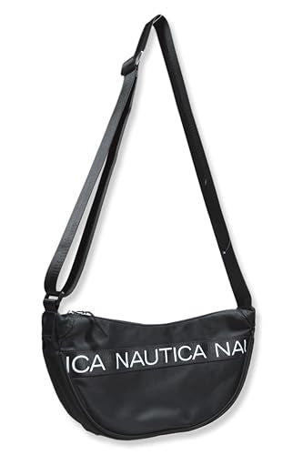 Nautica Beanbag Crescent Shoulder Waist Travel Fanny Pack Carry On, Black (One Size)