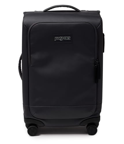 JanSport Good Latitude Carry On Spinner Suitcase - 42L Water Resistant Travel Luggage with 16 Inch Laptop Sleeve - Durable Lightweight Rolling Hardside Softside Carry-on Bag, Smokey Grit