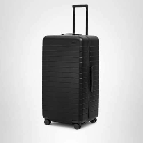 Away Trunk Checked Luggage - 31-Inch Lightweight Hardside Suitcase with 360° WhisperGlide Spinner Wheels, Interior Compression System, TSA-Accepted Lock - Jet Black