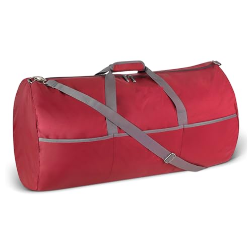 Amazon Essentials Extra Large Foldable Nylon Duffel Bag for Travel/Storage with Zippered Pockets, 32.4", 150L, 50-LBS Capacity, Red (Previously Amazon Basics)