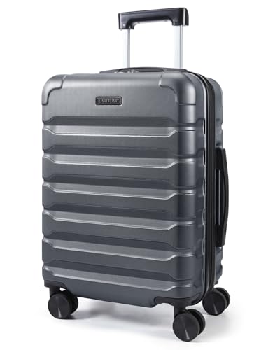 LIGHT FLIGHT Carry On Luggage 22x14x9 Airline Approved, Expandable Carry On Suitcases with Wheels, Lightweight Luggage, Durable Hard Shell 20 Inch Rolling Suit Case for Men Women Travel, Gray