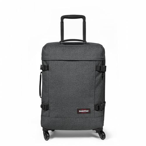EASTPAK TRANS4 S – 44L Small Cabin Wheeled Luggage, Two Compartments, TSA Lock, 360° Spinner Wheels, and Telescopic Handle, Black Denim