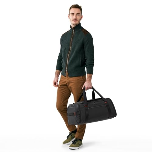 Briggs & Riley 27" Medium Upright Duffle - Checked Luggage for Travel, Suitcases with Wheels, Softside Rolling Bag for Men & Women, Self-Repairing Zipper - ZDX Collection, Black