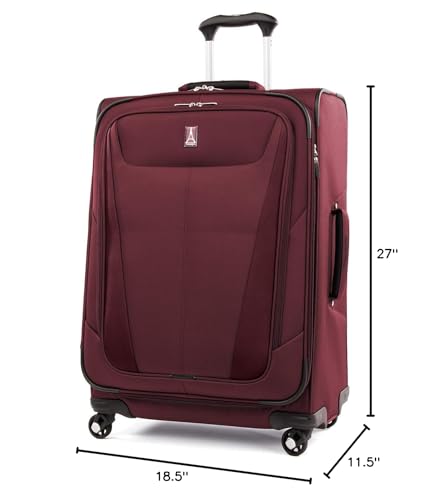 Travelpro Maxlite 5 Softside Expandable Luggage with 4 Spinner Wheels, Lightweight Suitcase, Men and Women, Burgundy, Checked-Medium 25-Inch