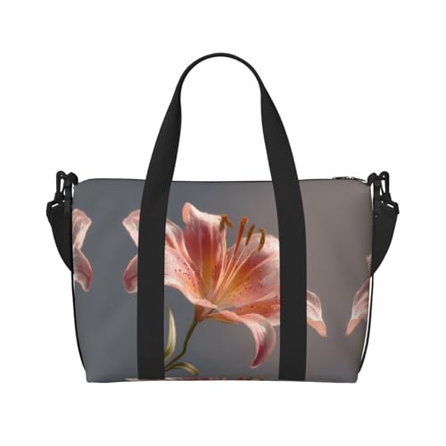 Blooming lilies Printed Travel Bag Large Gym Tote, Weekend & Business Trip Crossbody Shoulder Bag, Lightweight