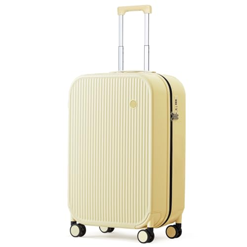 mixi 20 Inch Carry On Luggage PC Hardside Suitcases with Wheels & TSA for Travel Woman Men, Lark Yellow