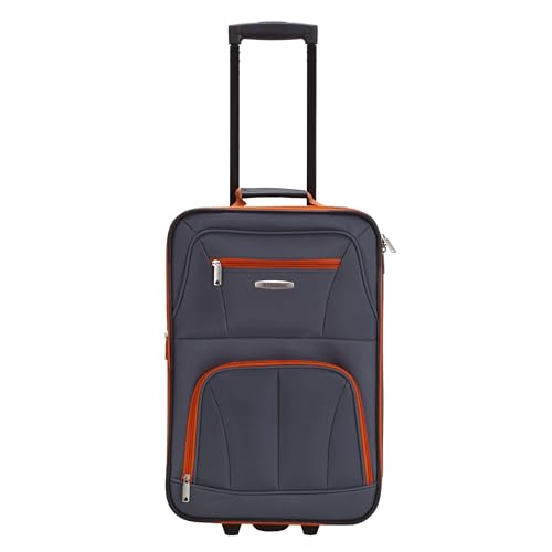 Rockland Fashion Softside 2 Piece Luggage Set, Expandable, (14" Tote/19" Upright), Charcoal