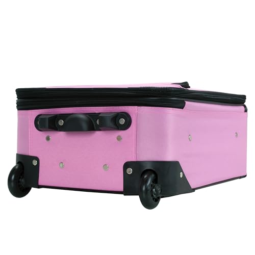 Rockland Fashion Softside 2 Piece Luggage Set, Expandable, (14" Tote/19" Upright), Pink