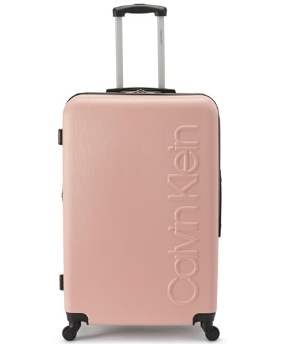 Calvin Klein Women's Hard Side Upright Luggage Spinner Light Weight Suitcase, Mellow Rose, Large