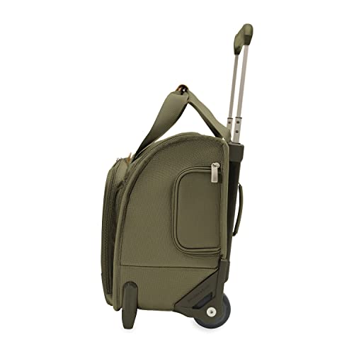 Briggs & Riley 2-Wheel Cabin Bag - Carry On Luggage for Travel, Suitcases with Wheels, Softside Rolling Bag for Men & Women, Interlocking Handle, Self-Repairing Zipper - Baseline Collection, Olive