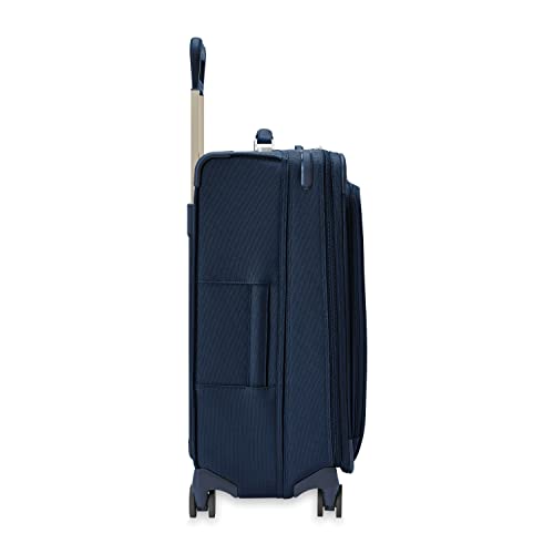 Briggs & Riley 26" Medium Expandable Spinner - Checked Luggage for Travel, Suitcases with Wheels, Softside Rolling Bag for Men & Women, Self-Repairing Zipper - Baseline Collection, Navy