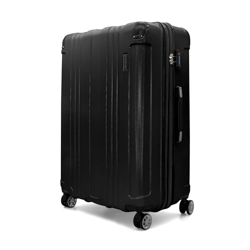 Gabbiano Bravo Expandable Hardside Suitcases with Spinner Wheels, Rolling Travel Bag Bundle, Lightweight ABS Hardshell, 3-Piece Hardside Luggage Set (Black, Large 31")