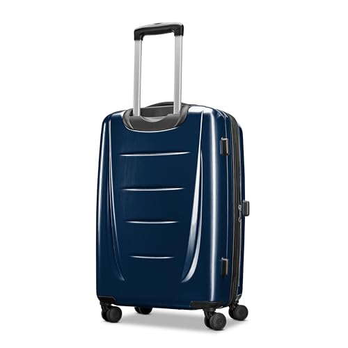 Samsonite Winfield 2 Hardside Expandable Luggage with Spinner Wheels, Navy, Checked-Medium 24-Inch