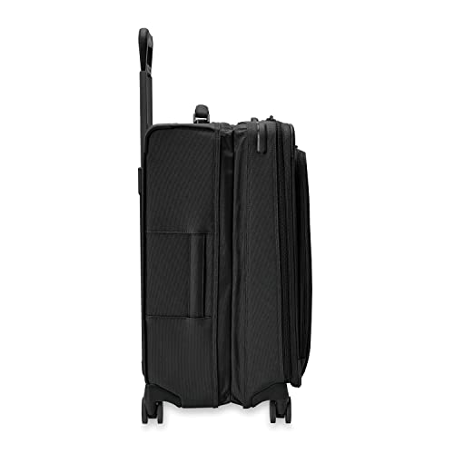 Briggs & Riley 26" Medium Expandable Spinner - Checked Luggage for Travel, Suitcases with Wheels, Softside Rolling Bag for Men & Women, Self-Repairing Zipper - Baseline Collection, Black