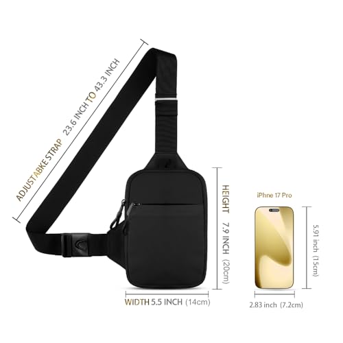 Simptech Mini Crossbody Sling Bag - Water-Resistant Dual Pocket Chest Pack - Lightweight Fanny Pack for Running, Travel & Everyday Workout