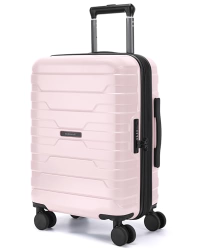 BAGSMART Carry On Luggage 22x14x9 Airline Approved with Spinner Wheels,Lightweight 20 Inch Luggage with TSA Lock,Expandable Hard Shell Carry On Suitcases for Men Women,Pink