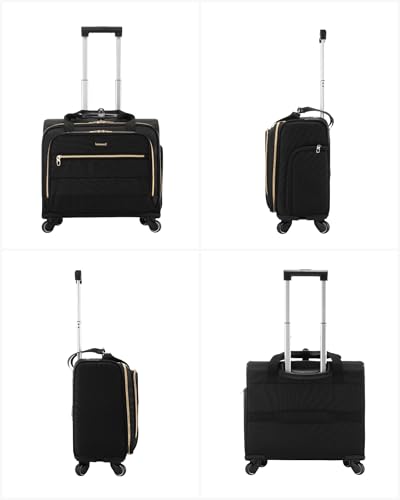 LUGGEX Rolling Laptop Bag with Wheels, 17.3" Soft Sided Laptop Rolling Briefcase with 4 Spinner Wheels - Lightweight Carry On for Business Travel Overnight (UDS-Core, Black, 18 Inch)