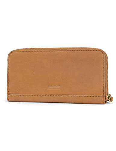 Timberland Women's Leather Rfid Zip Around Wallet Clutch With Wristlet Strap, Wheat (Nubuck), One Size