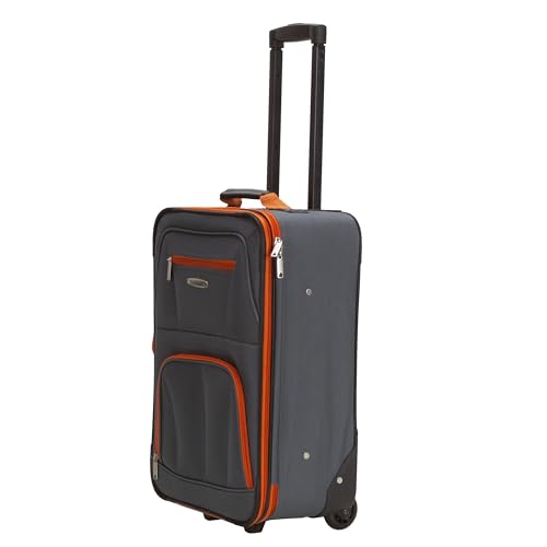 Rockland Fashion Softside 2 Piece Luggage Set, Expandable, (14" Tote/19" Upright), Charcoal