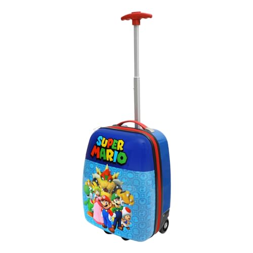 Bioworld Super Mario 16.5-Inch ABS Youth Carry-on Luggage with Trolley Handle for Toddler