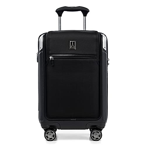Travelpro Platinum Elite Hardside Expandable Carry on Luggage, 8 Wheel Spinner, TSA Lock, Hard Shell Polycarbonate Suitcase, Shadow Black, Compact Carry on Laptop Pocket 20-Inch