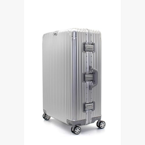 Gabbiano All-Aluminum Luggage Set, 2-Piece Zipperless Suitcase (20” Carry-On + 30” Large) – Aluminum-Magnesium Hardside Spinner with TSA Latch Locks, 22x14x9 (Silver, Large 30")
