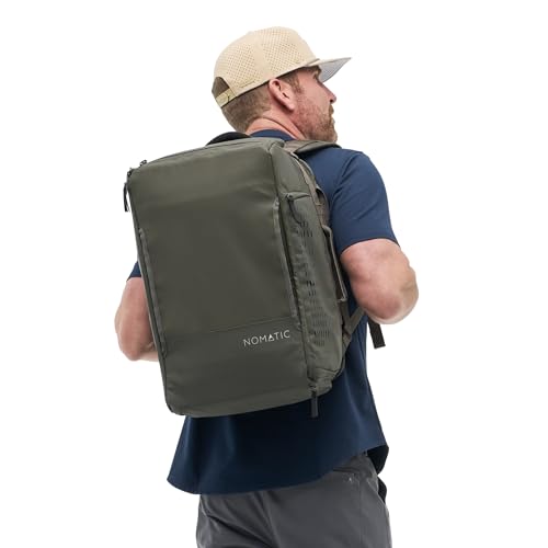 NOMATIC 30L Travel Bag- Convertible Duffel/Backpack, Carry-on Size for Airplane Travel, Everyday Use Laptop Bag, TSA Compliant Olive Backpack