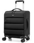 LUGGEX 18x14x8 Underseat Carry On Luggage with Spinner Wheels, UDS Softside Lightweight Suitcase for 2-Day Travel(UX-Pro, Black, 18x14x8)