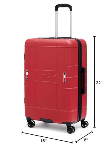 Tommy Hilfiger Women's Hardside Upright Luggage Set, Red, One Size