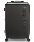 Calvin Klein Women's Hard Side Upright Luggage Spinner Light Weight Suitcase, Black, Medium