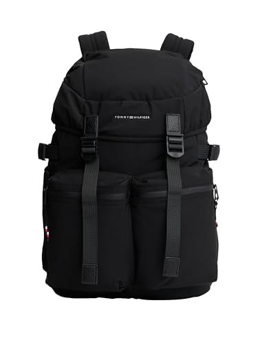 Tommy Hilfiger Mens Travel Flap Backpack,BLACK One Size