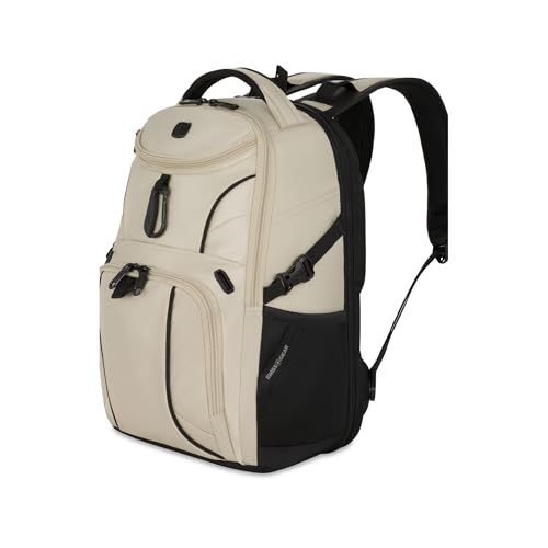 SwissGear 1900 Mini ScanSmart 16-Inch Backpack, Fits Up to 13-Inch Laptop, RFID Protection & ScanSmart TSA-Friendly Compartment, Oatmeal