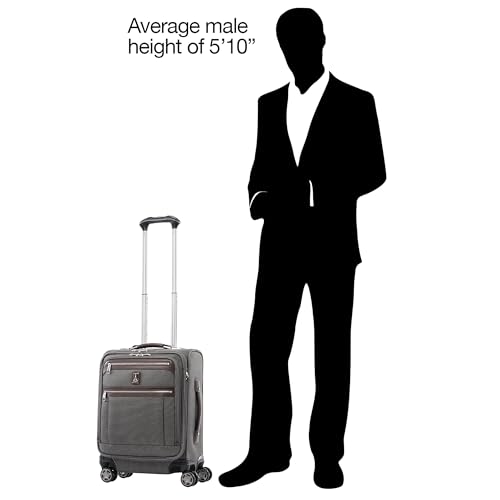 Travelpro Platinum Elite Softside Expandable Carry on Luggage, 8 Wheel Spinner Suitcase, USB Port, Men and Women, International, Vintage Grey, Carry On 19-Inch