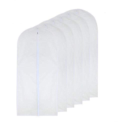 Garment Bags for Hanging Clothes 24'' x 40'' Suit Hanging Garment Bags White Breathable Suit Covers for Closet Full Zipper Dust Cover for Suits Dance Clothes Closet Pack of 6