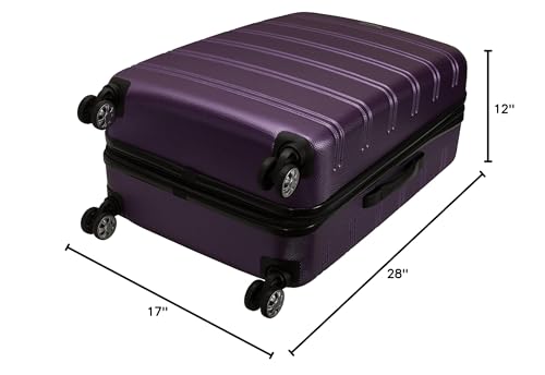 Rockland Melbourne Hardside Expandable Spinner Wheel Luggage, Checked Large 28", Purple