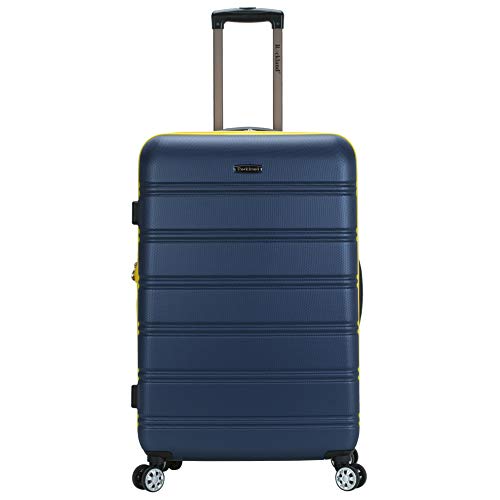 Rockland Melbourne Hardside Expandable Spinner Wheel Luggage, Checked Large 28", Navy