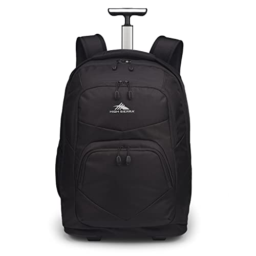 High Sierra Freewheel Pro Wheeled Backpack, Rolling Laptop Bag for Travel, Fits most 15” Laptops, 40L, Black