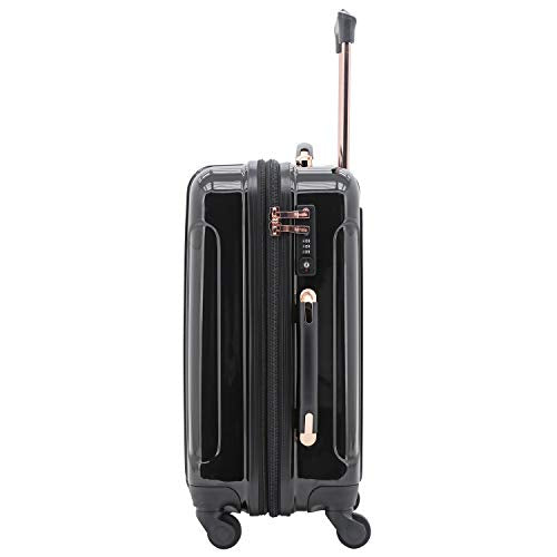 kensie 3 Piece "Alma" Light Metallic Style TSA-Lock Spinner Luggage Set, Midnight Black Option