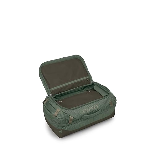 Osprey Transporter 44L Durable Squffel Bag - Water Resistant Square Split Travel Duffel Backpack, Pine Leaf Green