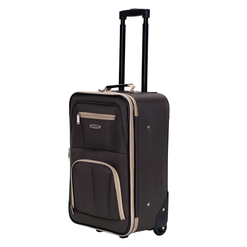 Rockland Fashion Softside Upright Luggage Set,'Expandable,Lightweight,Telescopic Handle,Wheel, Brown, 2-Piece (14/19)